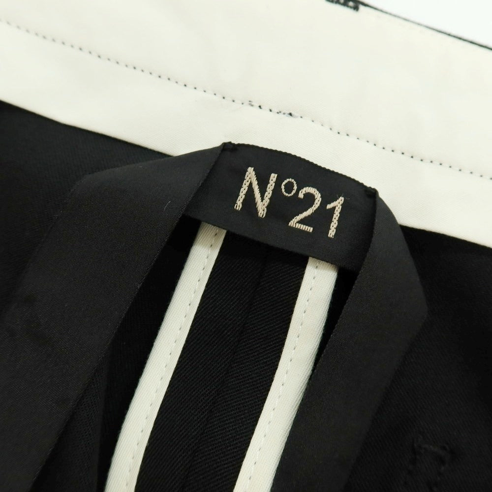 【新品】ヌメロ ヴェントゥーノ N°21 ストレッチ ポリエステルウール カジュアルスラックスパンツ ブラック【 48 】【 状態ランクN 】【 メンズ 】