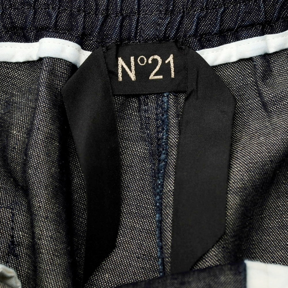 【新品】ヌメロ ヴェントゥーノ N°21 コットンリネン デニム バミューダショーツ イージーショートパンツ ネイビー【サイズ44】【 状態ランクN 】【 メンズ 】