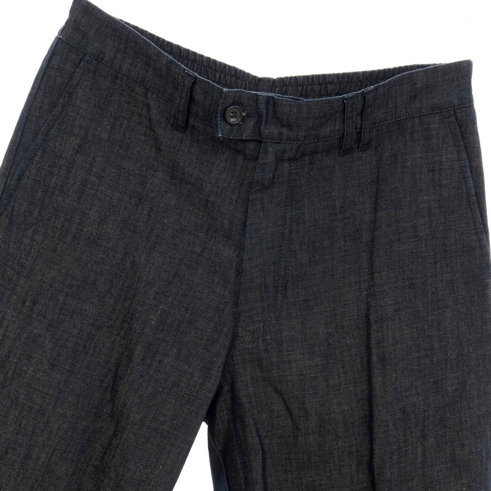 【新品】ヌメロ ヴェントゥーノ N°21 コットンリネン デニム バミューダショーツ イージーショートパンツ ネイビー【サイズ48】【 状態ランクN 】【 メンズ 】