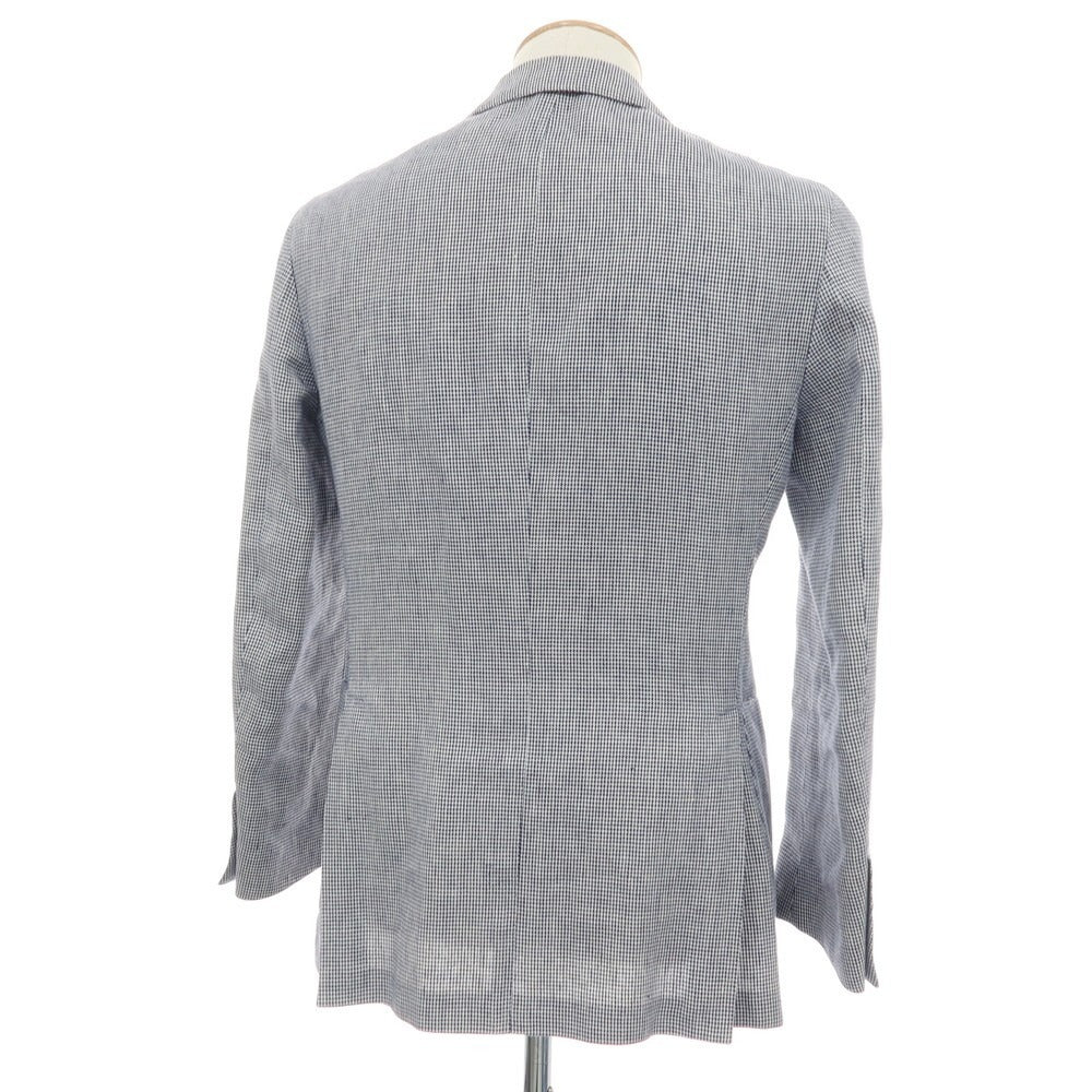 【中古】ボリオリ BOGLIOLI SOHO リネン ハウンドトゥース 3B テーラードジャケット ネイビーxホワイト【サイズ42】【 状態ランクC 】【 メンズ 】