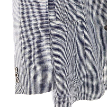 【中古】ボリオリ BOGLIOLI SOHO リネン ハウンドトゥース 3B テーラードジャケット ネイビーxホワイト【サイズ42】【 状態ランクC 】【 メンズ 】