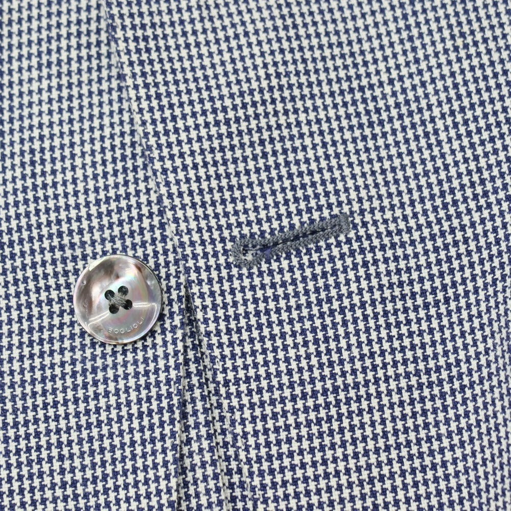 【中古】ボリオリ BOGLIOLI SOHO リネン ハウンドトゥース 3B テーラードジャケット ネイビーxホワイト【サイズ42】【 状態ランクC 】【 メンズ 】