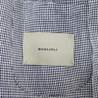 【中古】ボリオリ BOGLIOLI SOHO リネン ハウンドトゥース 3B テーラードジャケット ネイビーxホワイト【サイズ42】【 状態ランクC 】【 メンズ 】
