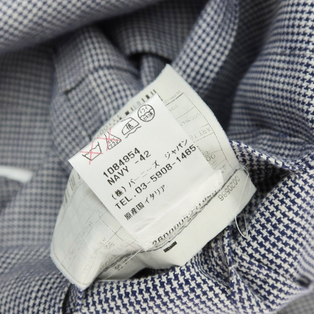 【中古】ボリオリ BOGLIOLI SOHO リネン ハウンドトゥース 3B テーラードジャケット ネイビーxホワイト【サイズ42】【 状態ランクC 】【 メンズ 】