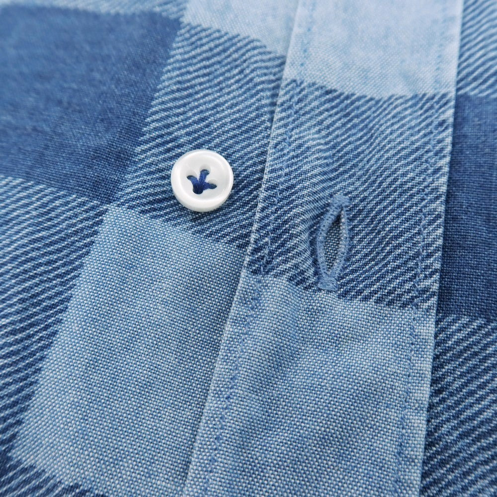 【中古】オリアン ORIAN コットン チェック ホリゾンタルカラー カジュアルシャツ ブルー系【サイズS】【 状態ランクB 】【 メンズ 】