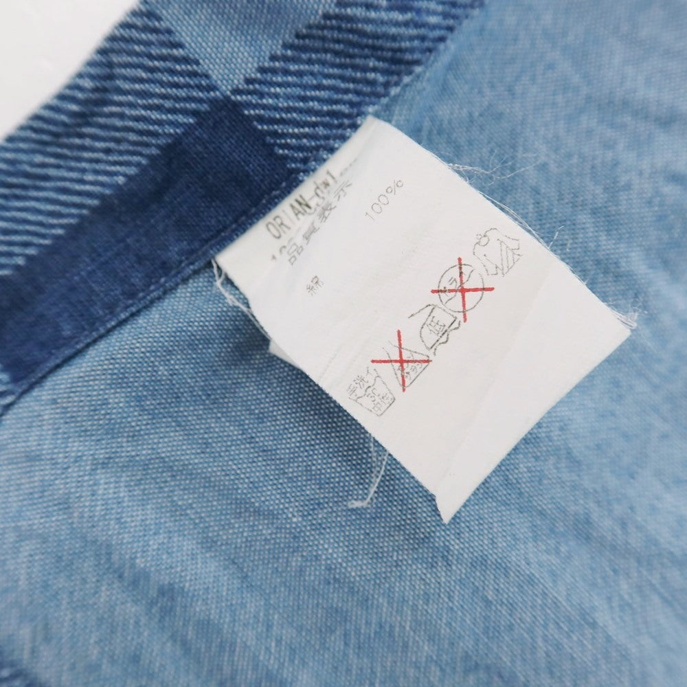 【中古】オリアン ORIAN コットン チェック ホリゾンタルカラー カジュアルシャツ ブルー系【サイズS】【 状態ランクB 】【 メンズ 】