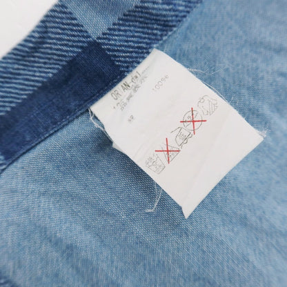 【中古】オリアン ORIAN コットン チェック ホリゾンタルカラー カジュアルシャツ ブルー系【サイズS】【 状態ランクB 】【 メンズ 】