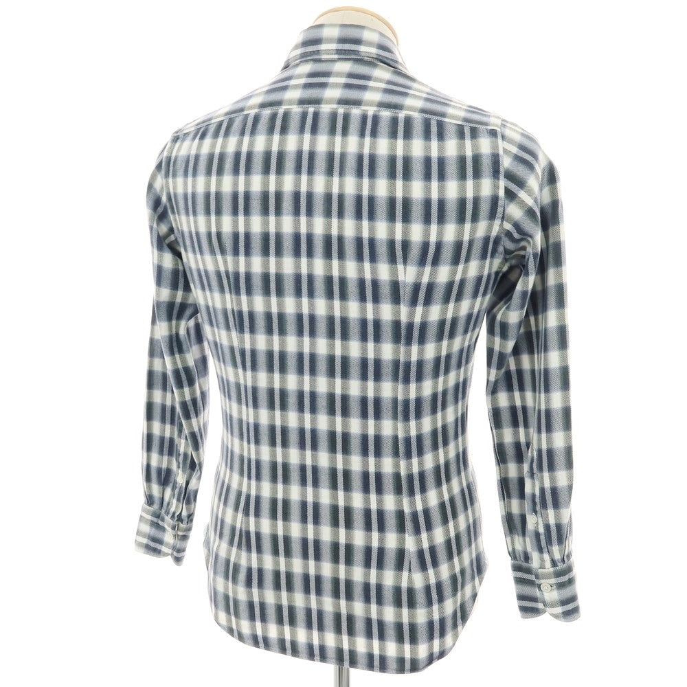 【中古】ジャンネット giannetto コットン チェック カッタウェイ カジュアルシャツ グレーxホワイト【サイズ36】【 状態ランクB 】【 メンズ 】