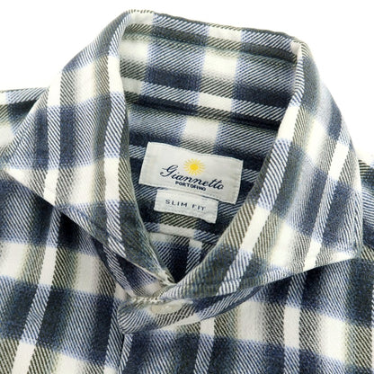 【中古】ジャンネット giannetto コットン チェック カッタウェイ カジュアルシャツ グレーxホワイト【サイズ36】【 状態ランクB 】【 メンズ 】