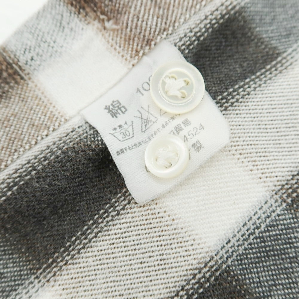 【中古】ジャンネット giannetto コットン チェック カッタウェイ カジュアルシャツ ブラウンxホワイト【サイズ36】【 状態ランクC 】【 メンズ 】