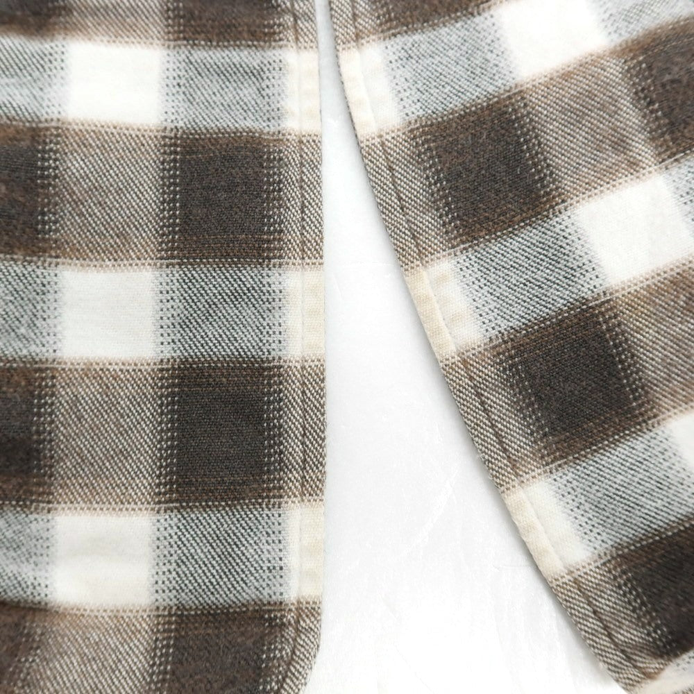 【中古】ジャンネット giannetto コットン チェック カッタウェイ カジュアルシャツ ブラウンxホワイト【サイズ36】【 状態ランクC 】【 メンズ 】