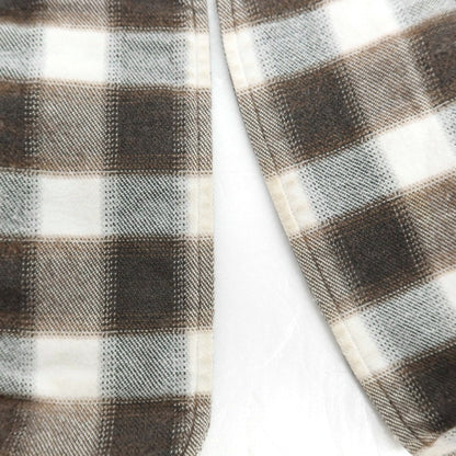 【中古】ジャンネット giannetto コットン チェック カッタウェイ カジュアルシャツ ブラウンxホワイト【サイズ36】【 状態ランクC 】【 メンズ 】