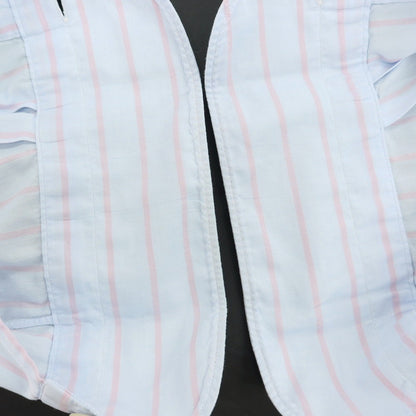 【中古】フィナモレ Finamore コットン ストライプ ホリゾンタルカラー カジュアルシャツ ライトブルーxピンク【サイズ表記なし（XS位）】【 状態ランクC 】【 メンズ 】