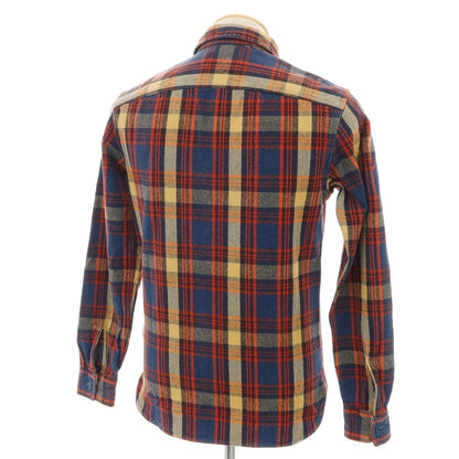 【中古】ダブルアールエル RRL DOUBLE RL コットン チェック レギュラーカラー カジュアルシャツ ネイビーxベージュ【サイズXS】【 状態ランクB 】【 メンズ 】