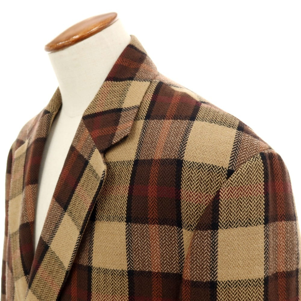 【中古】ドリスヴァンノッテン DRIES VAN NOTEN コットンウール チェック 2B テーラードジャケット ベージュxブラウン【 M 】【 状態ランクB 】【 メンズ 】