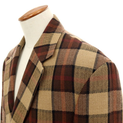 【中古】ドリスヴァンノッテン DRIES VAN NOTEN コットンウール チェック 2B テーラードジャケット ベージュxブラウン【 M 】【 状態ランクB 】【 メンズ 】
