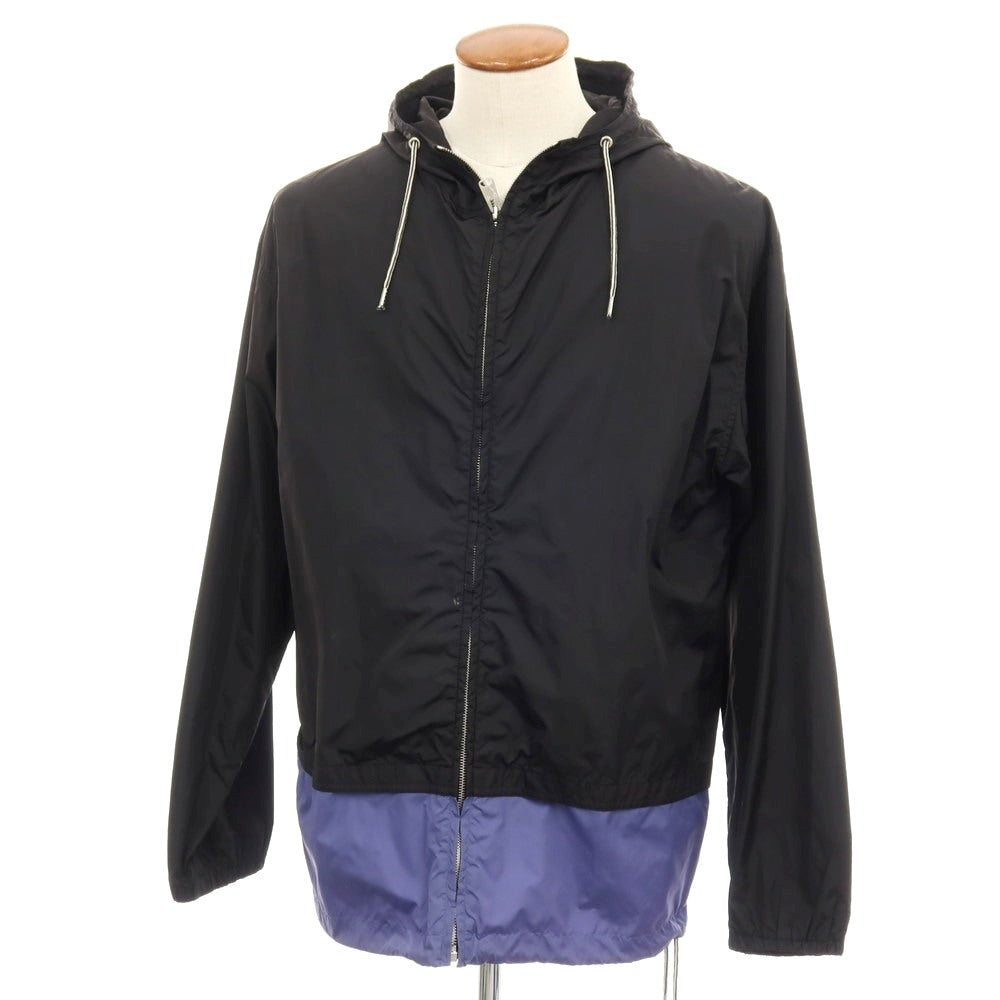 【中古】マルニ MARNI ナイロン フーデッド ジップアップブルゾン ブラックxスモークブルー【サイズ46】【 状態ランクC 】【 メンズ 】