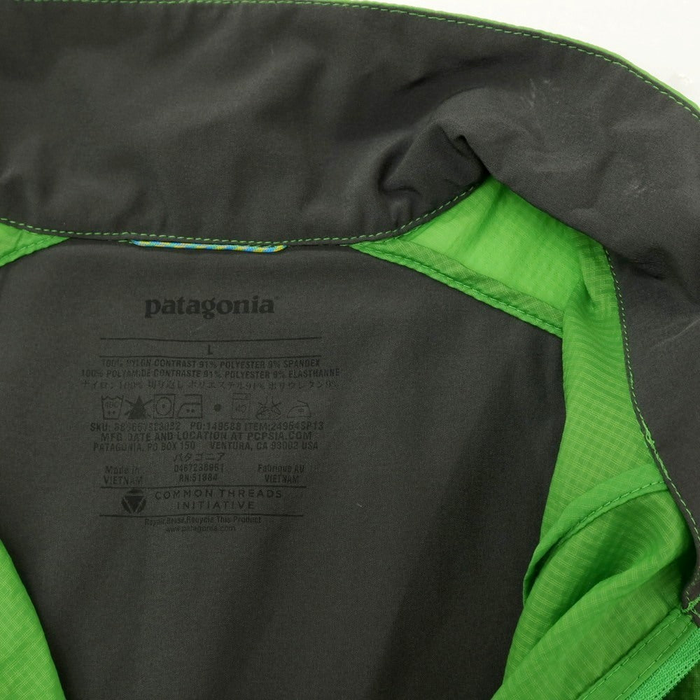 【中古】パタゴニア patagonia ナイロン×ストレッチポリエステル 切り替え スタンドカラー ジップアップ ベスト ライトグリーン【サイズL】【 状態ランクB 】【 メンズ 】