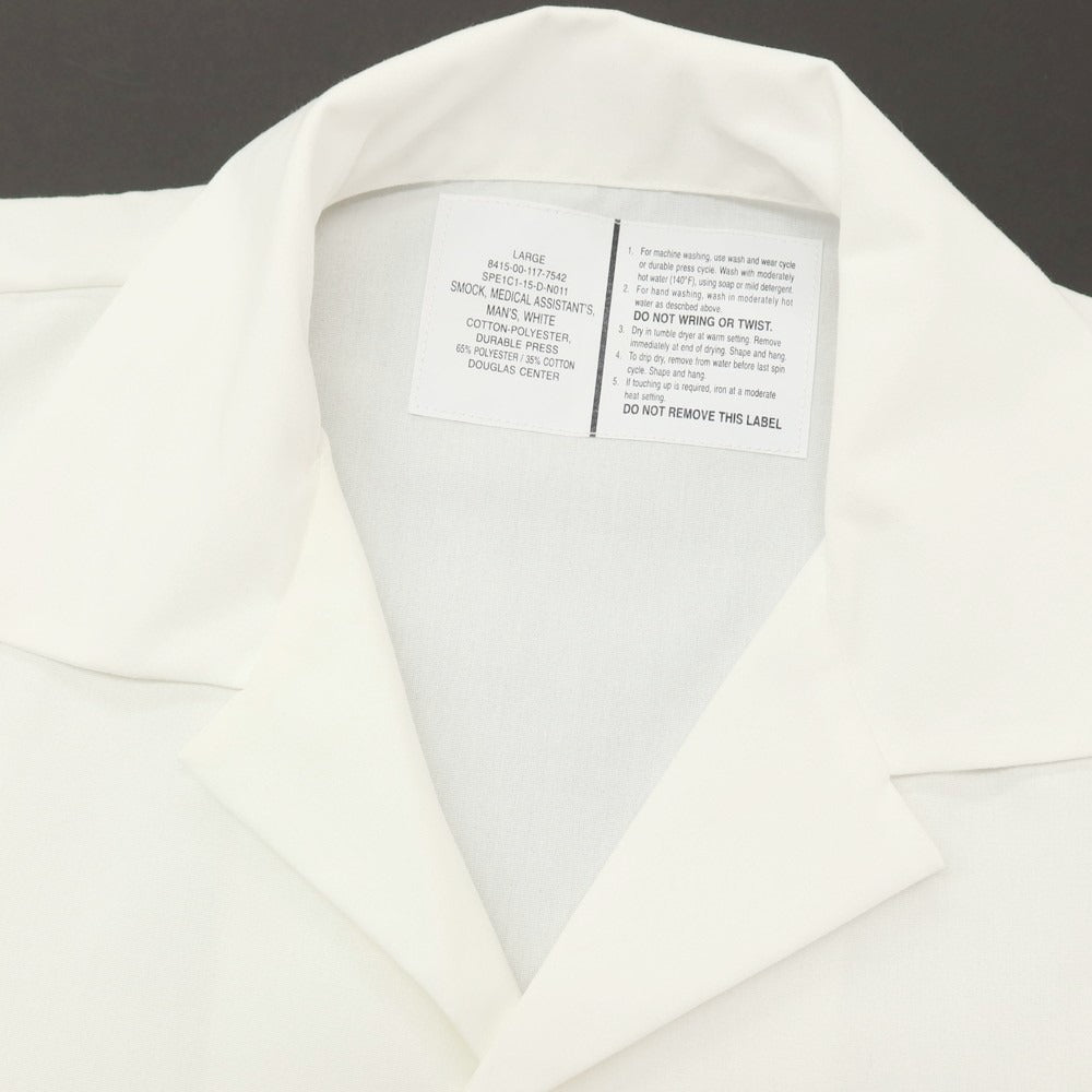 【中古】ミリタリー MILITARY US ARMY SMOCK MEDICAL ASSISTANTS ポリエステルコットン オープンカラー 半袖シャツ ホワイト【サイズL】【 状態ランクA 】【 メンズ 】