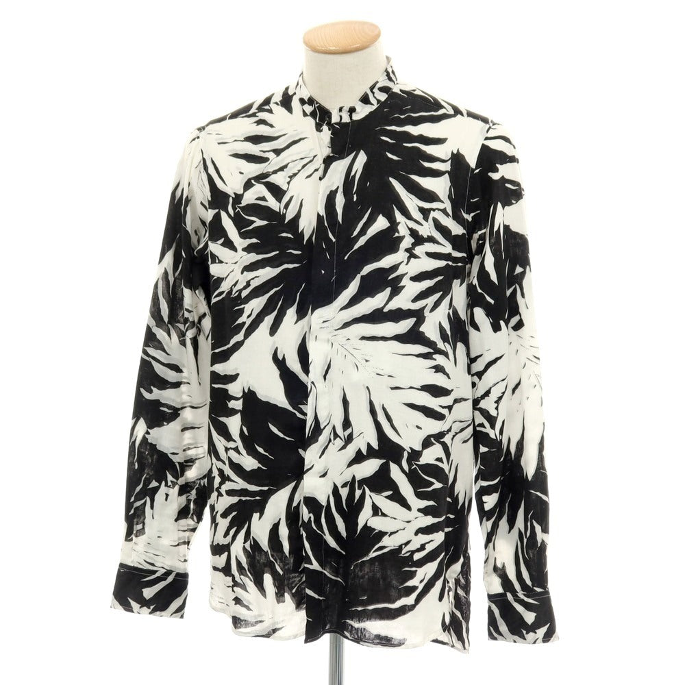 【中古】フリーマンズスポーティングクラブ FREEMANS SPORTING CLUB リネン バンドカラー カジュアルシャツ ブラックxホワイト【サイズS】【 状態ランクB 】【 メンズ 】