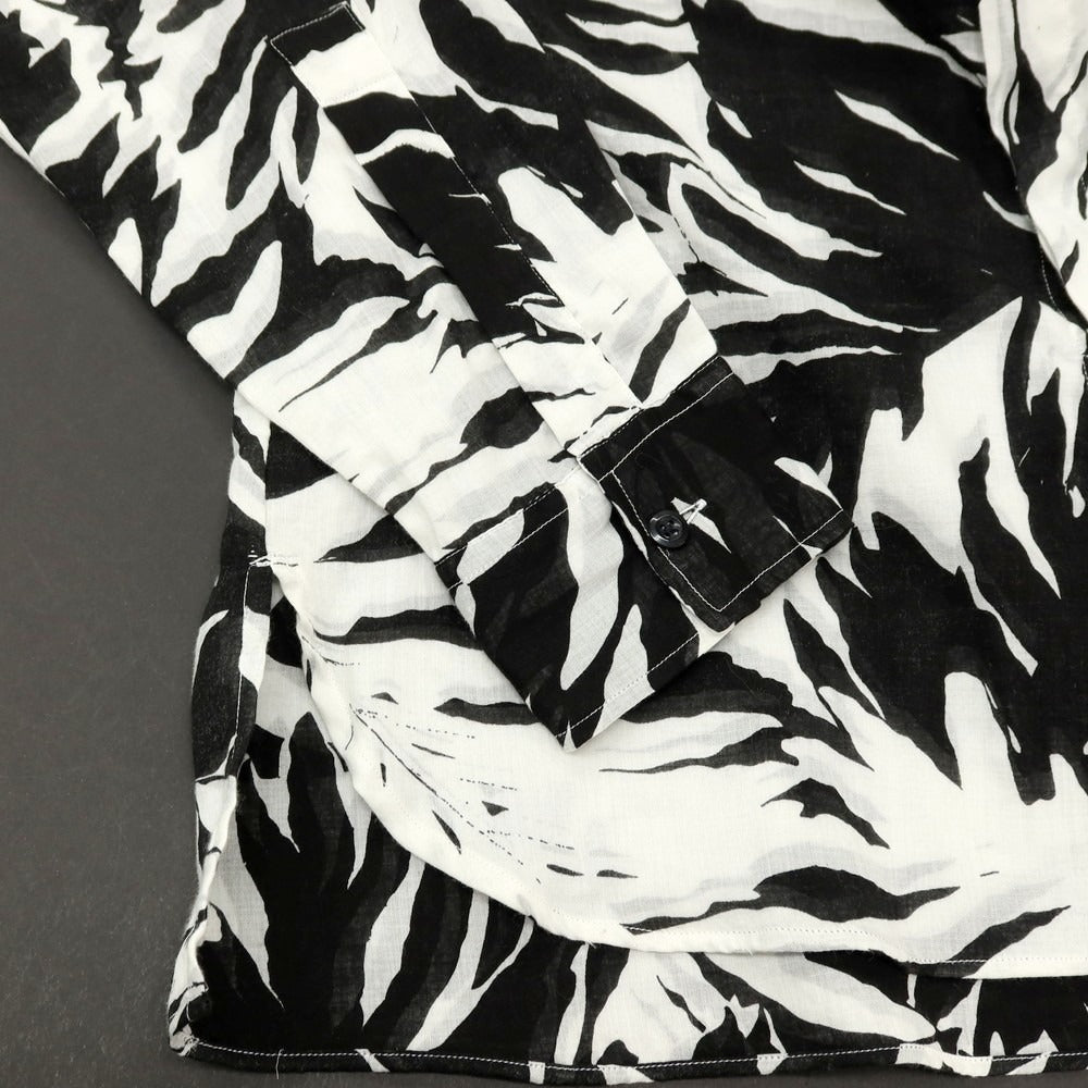 【中古】フリーマンズスポーティングクラブ FREEMANS SPORTING CLUB リネン バンドカラー カジュアルシャツ ブラックxホワイト【サイズS】【 状態ランクB 】【 メンズ 】