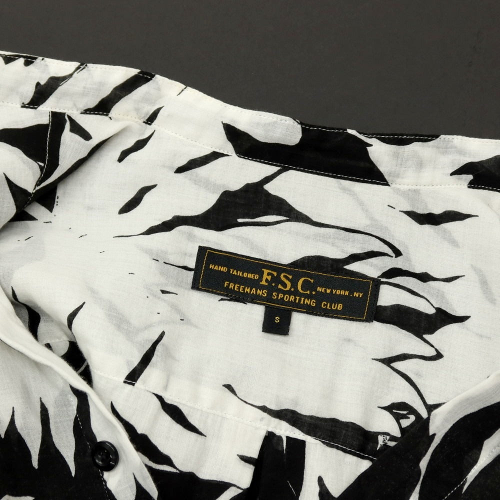 【中古】フリーマンズスポーティングクラブ FREEMANS SPORTING CLUB リネン バンドカラー カジュアルシャツ ブラックxホワイト【サイズS】【 状態ランクB 】【 メンズ 】