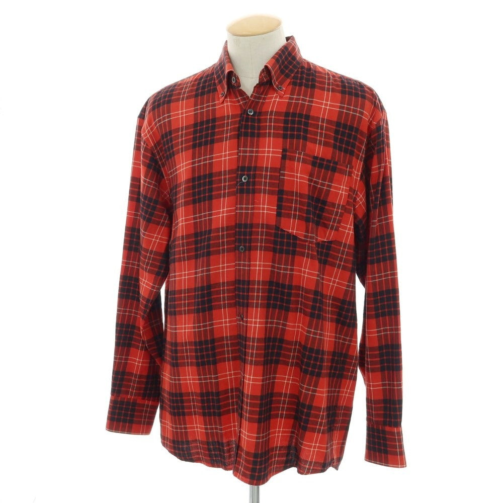 【中古】ドリスヴァンノッテン DRIES VAN NOTEN コットン チェック ボタンダウン カジュアルシャツ レッドxブラック【サイズ44】【 状態ランクB 】【 メンズ 】
