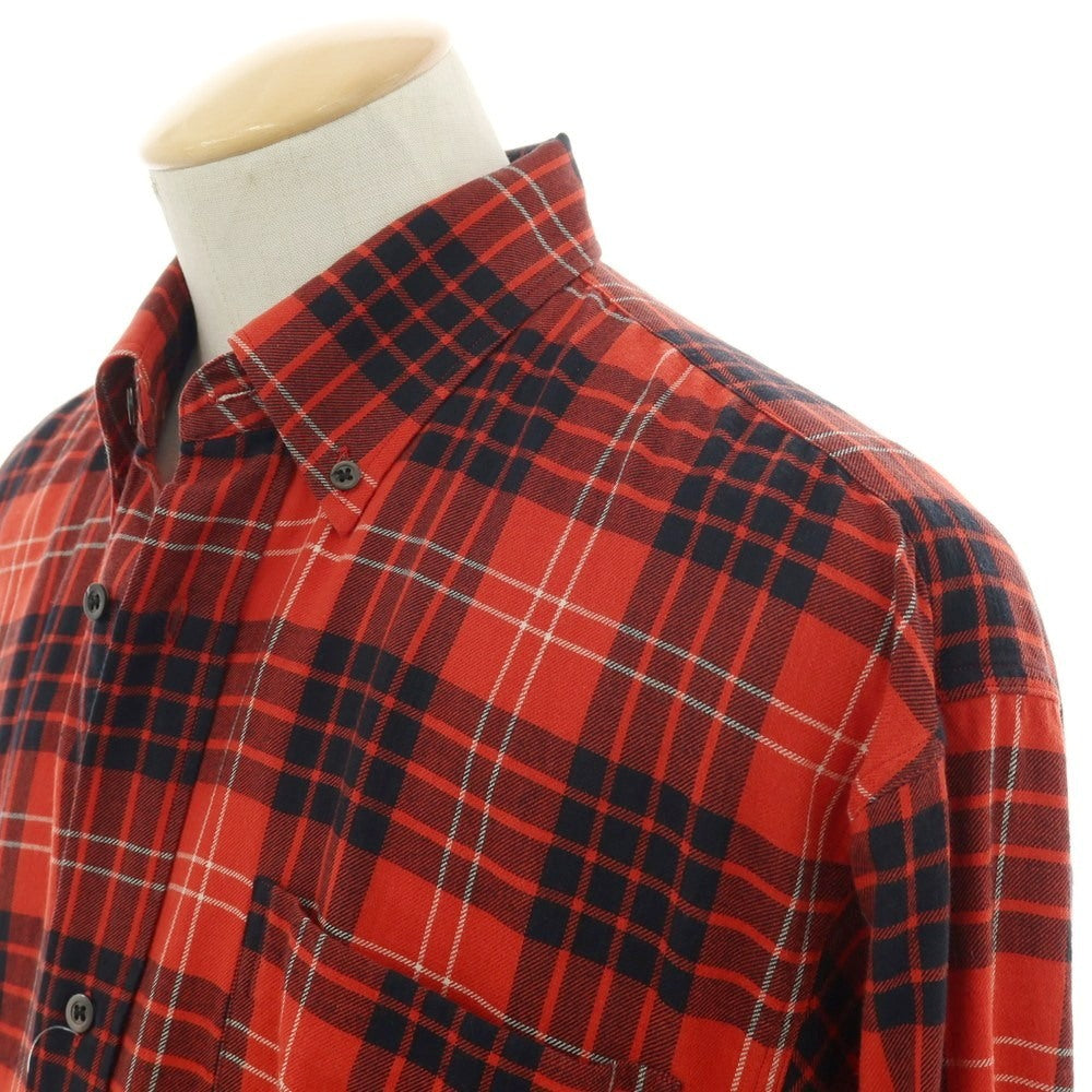 【中古】ドリスヴァンノッテン DRIES VAN NOTEN コットン チェック ボタンダウン カジュアルシャツ レッドxブラック【サイズ44】【 状態ランクB 】【 メンズ 】