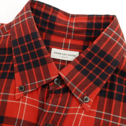 【中古】ドリスヴァンノッテン DRIES VAN NOTEN コットン チェック ボタンダウン カジュアルシャツ レッドxブラック【サイズ44】【 状態ランクB 】【 メンズ 】