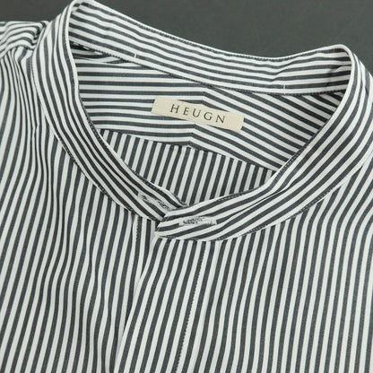 【中古】ユーゲン HEUGN コットン ストライプ カジュアルシャツ ブラックxホワイト【サイズ3】【 状態ランクB 】【 メンズ 】