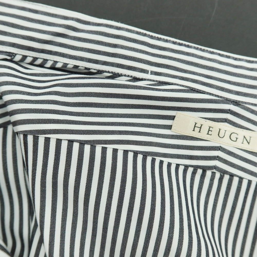 【中古】ユーゲン HEUGN コットン ストライプ カジュアルシャツ ブラックxホワイト【サイズ3】【 状態ランクB 】【 メンズ 】