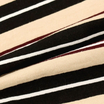 【中古】バーバリアン Barbarian コットン ボーダー クルーネック 長袖Ｔシャツ ベージュxブラック【 XL 】【 状態ランクC 】【 メンズ 】