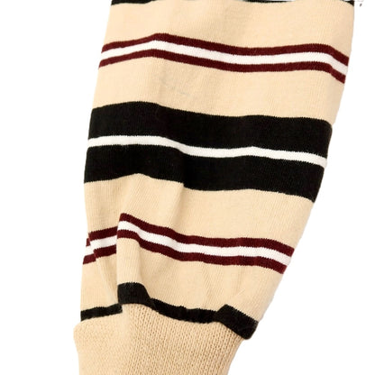 【中古】バーバリアン Barbarian コットン ボーダー クルーネック 長袖Ｔシャツ ベージュxブラック【 XL 】【 状態ランクC 】【 メンズ 】