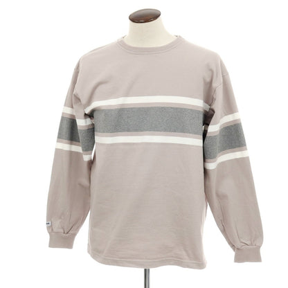 【中古】バーバリアン Barbarian コットン クルーネック 長袖Ｔシャツ グレージュxホワイト【 XL 】【 状態ランクC 】【 メンズ 】