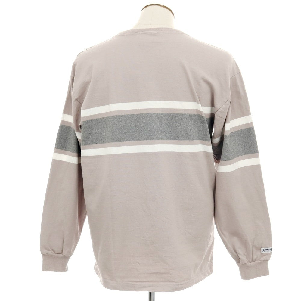 【中古】バーバリアン Barbarian コットン クルーネック 長袖Ｔシャツ グレージュxホワイト【 XL 】【 状態ランクC 】【 メンズ 】