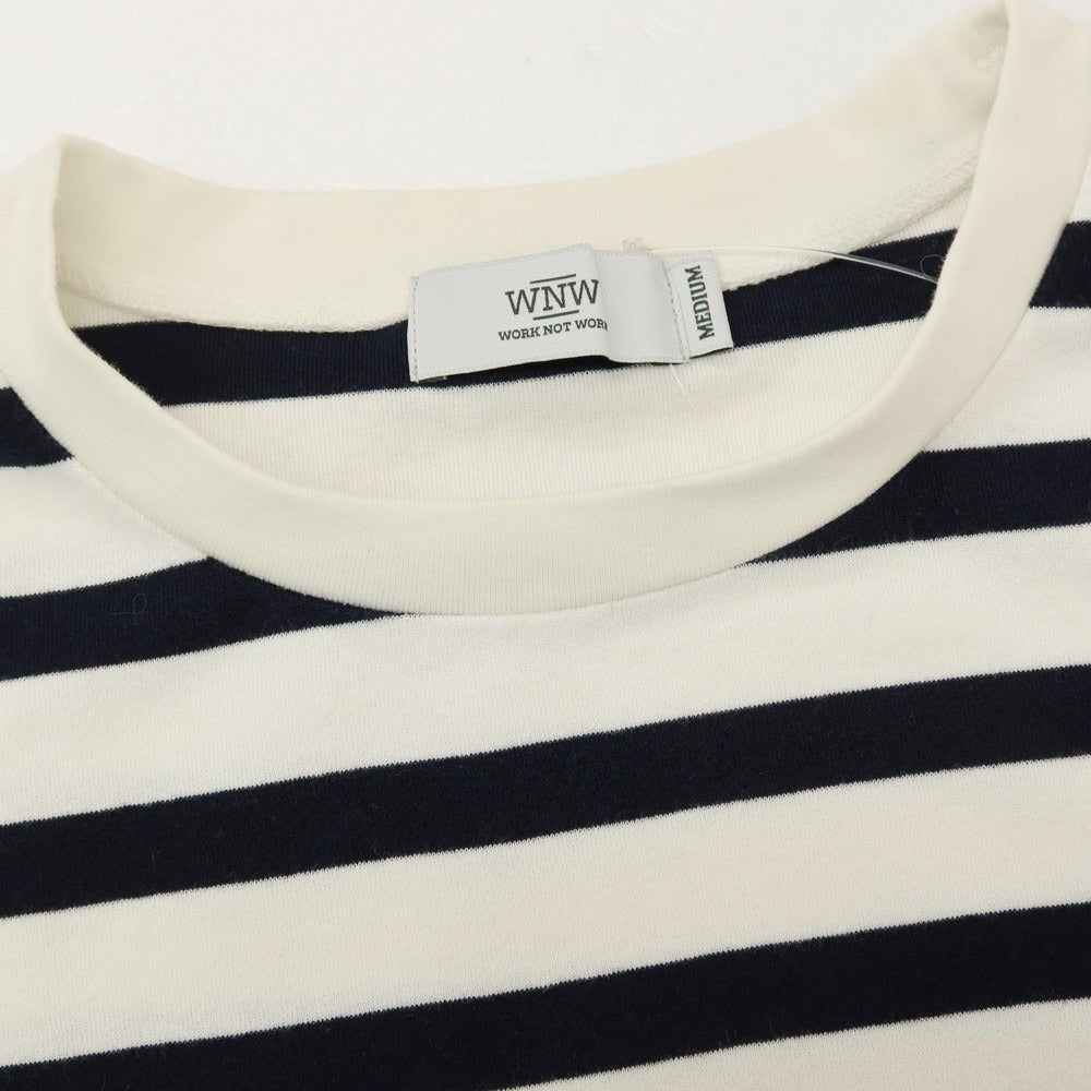 【中古】ワーク ノット ワーク WORK NOT WORK URBAN RESEARCH コットンナイロン ボーダー クルーネック 半袖Ｔシャツ ホワイトxブラック【 M 】【 状態ランクB 】【 メンズ 】[APD]