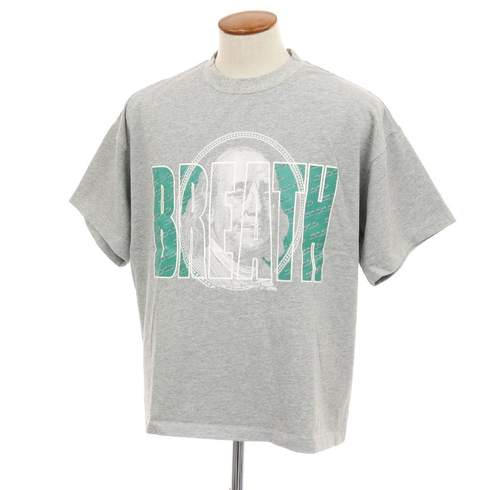 【中古】ブレス（BREATH） BREATH コットン クルーネック 半袖Ｔシャツ ライトグレーxグリーン【サイズM】【 状態ランクB 】【 メンズ 】