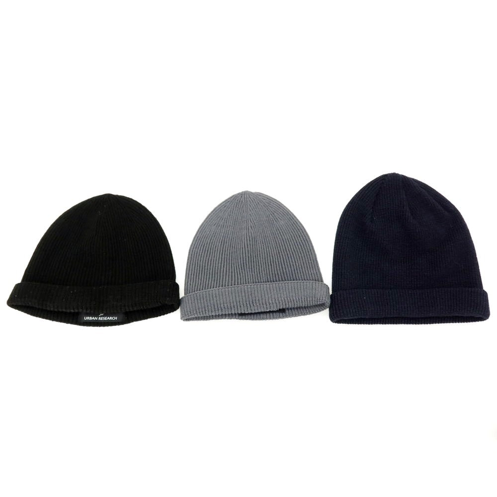 【中古】ロウマスタープロダクト Rohw master product URBAN RESEARCH別注 ニットキャップ 3つセット ブラックxグレー【 状態ランクB 】【 メンズ 】 [BPD]