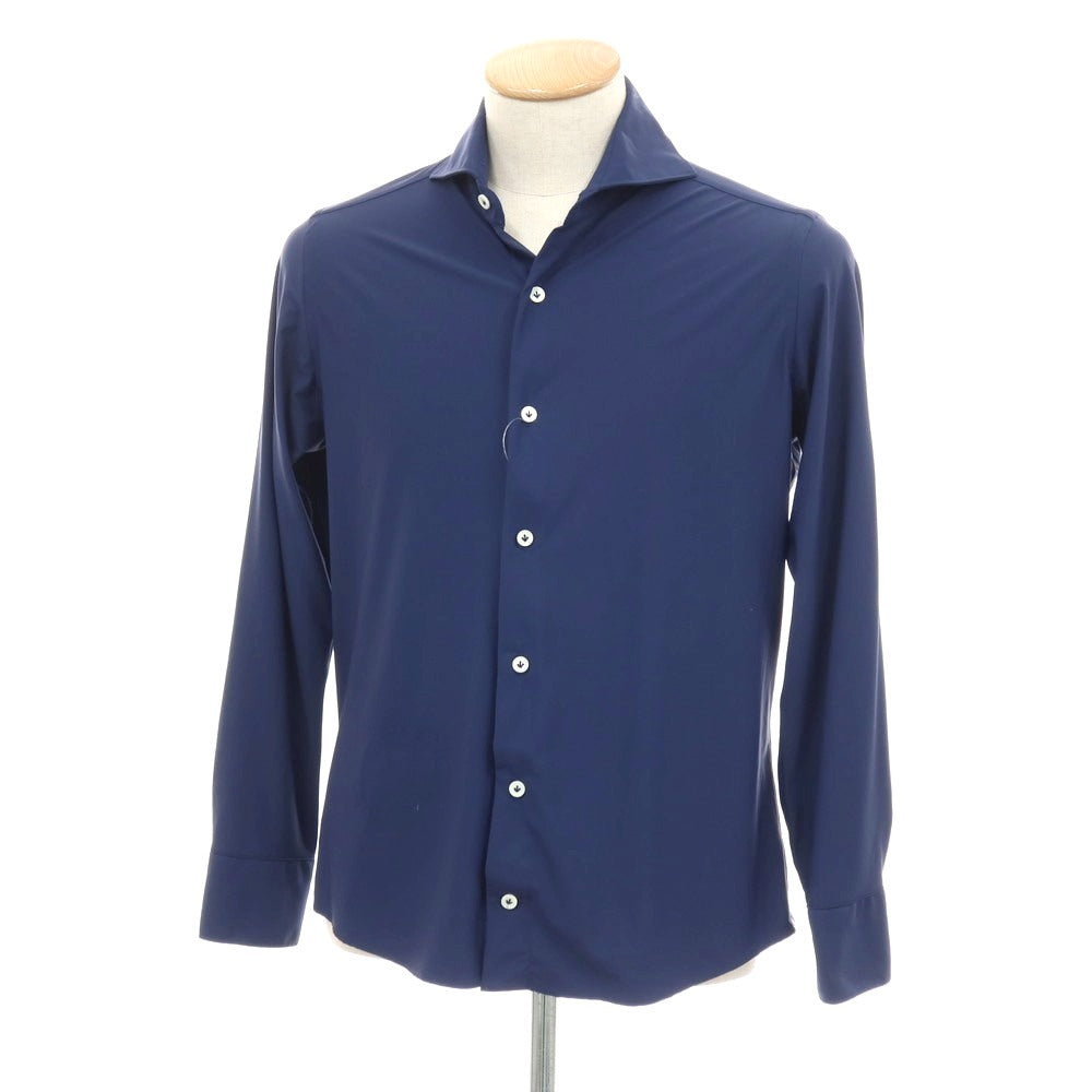 【中古】ジャンネット giannetto ナイロン ジャージー カッタウェイ カジュアルシャツ ネイビー【サイズ38】【 状態ランクB 】【 メンズ 】
