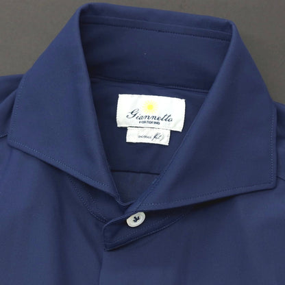 【中古】ジャンネット giannetto ナイロン ジャージー カッタウェイ カジュアルシャツ ネイビー【サイズ38】【 状態ランクB 】【 メンズ 】