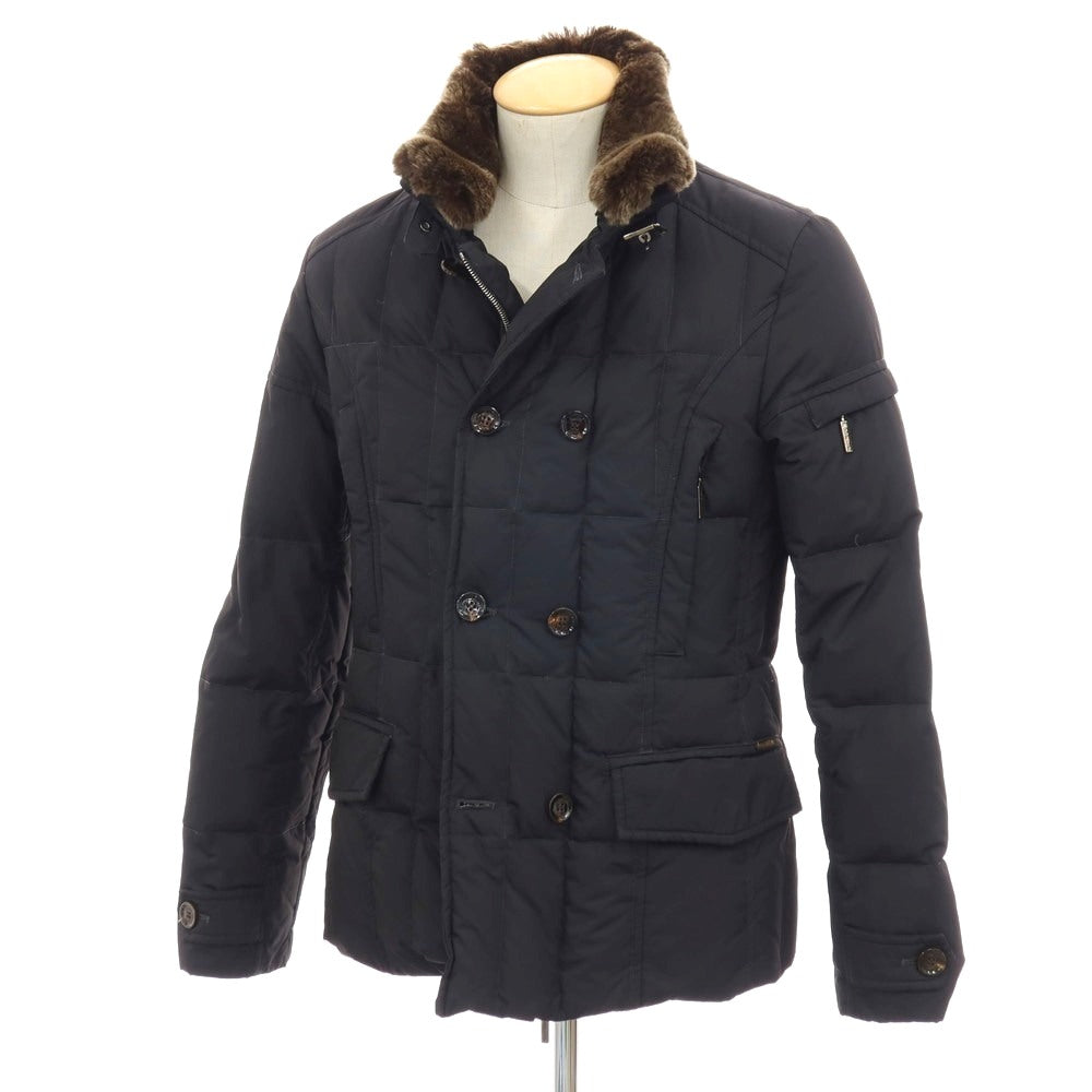 【中古】ムーレー MOORER ポリエステル スタンドカラー ダウンジャケット ダークネイビー【サイズ44】【 状態ランクB 】【 メンズ 】