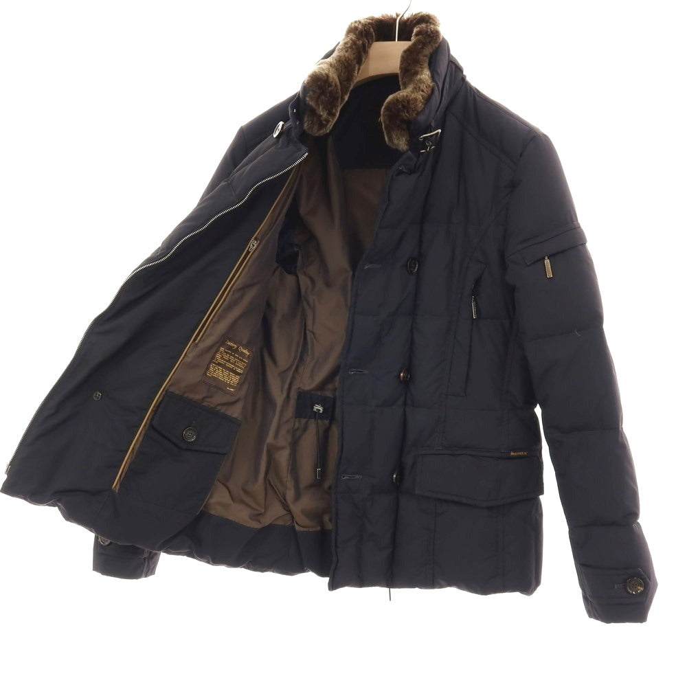 【中古】ムーレー MOORER ポリエステル スタンドカラー ダウンジャケット ダークネイビー【サイズ44】【 状態ランクB 】【 メンズ 】