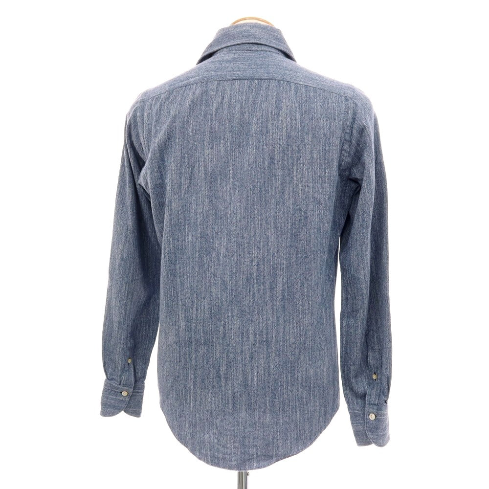 【中古】フィナモレ Finamore コットン カッタウェイ カジュアルシャツ ネイビー【 37 】【 状態ランクB 】【 メンズ 】 []