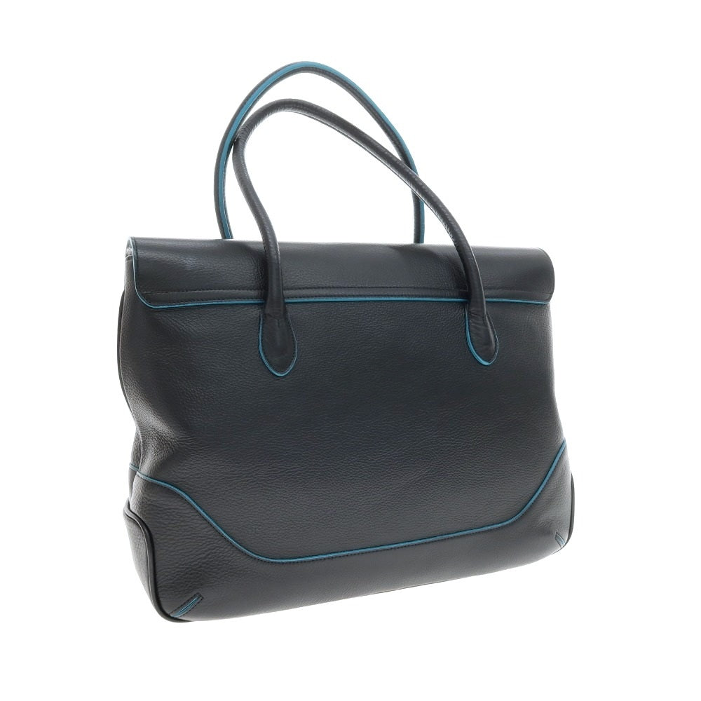【中古】ペッレモルビダ PELLE MORBIDA VALS レザー トートバッグ ブラックxグリーンブルー【 状態ランクB 】【 メンズ 】