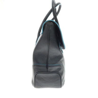 【中古】ペッレモルビダ PELLE MORBIDA VALS レザー トートバッグ ブラックxグリーンブルー【 状態ランクB 】【 メンズ 】