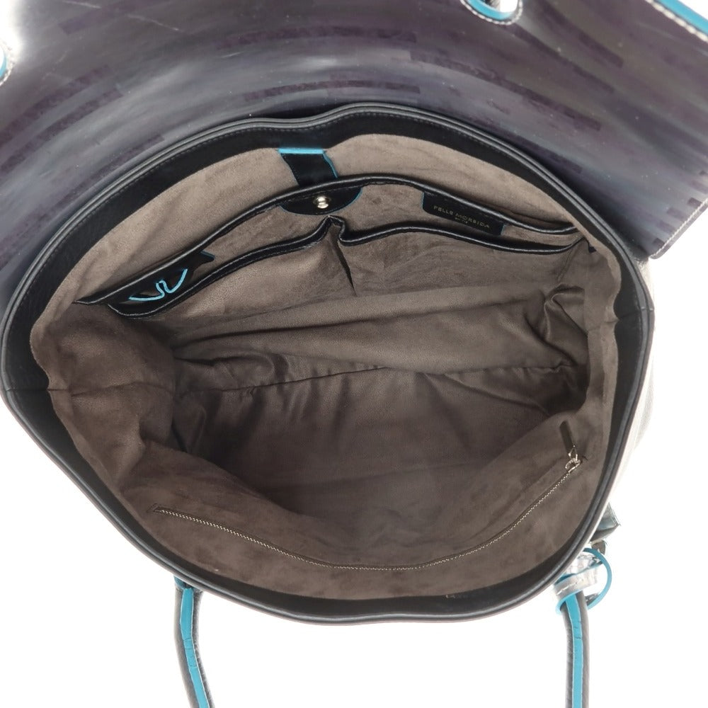 【中古】ペッレモルビダ PELLE MORBIDA VALS レザー トートバッグ ブラックxグリーンブルー【 状態ランクB 】【 メンズ 】
