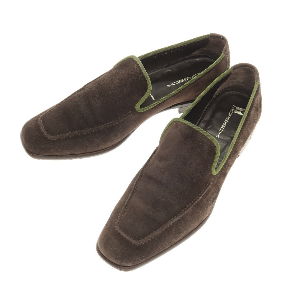 【中古】モレスキー MORESCHI スエード ヴァンプローファー ダークブラウンxモスグリーン【サイズ8】【 状態ランクB 】【 メンズ 】