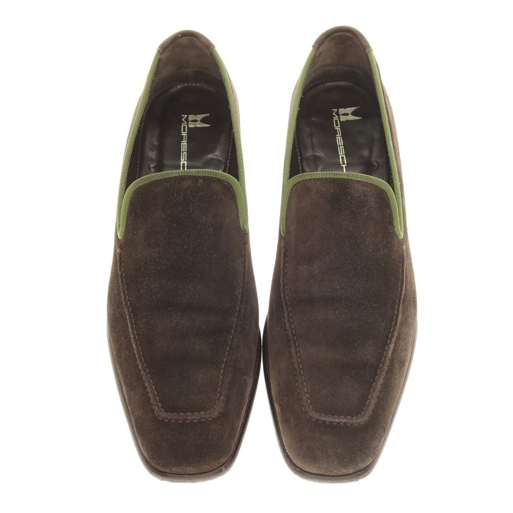 【中古】モレスキー MORESCHI スエード ヴァンプローファー ダークブラウンxモスグリーン【サイズ8】【 状態ランクB 】【 メンズ 】