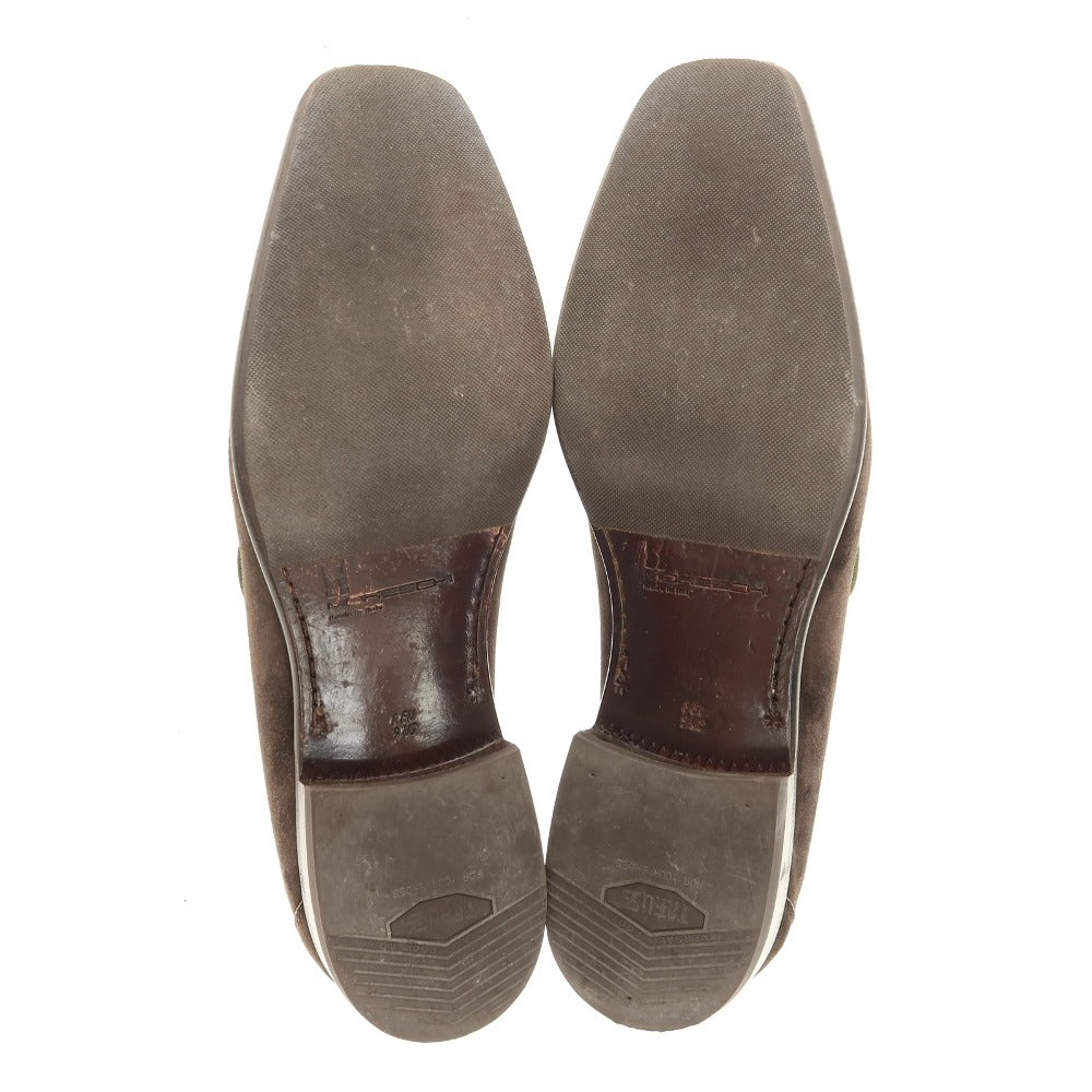 【中古】モレスキー MORESCHI スエード ヴァンプローファー ダークブラウンxモスグリーン【サイズ8】【 状態ランクB 】【 メンズ 】