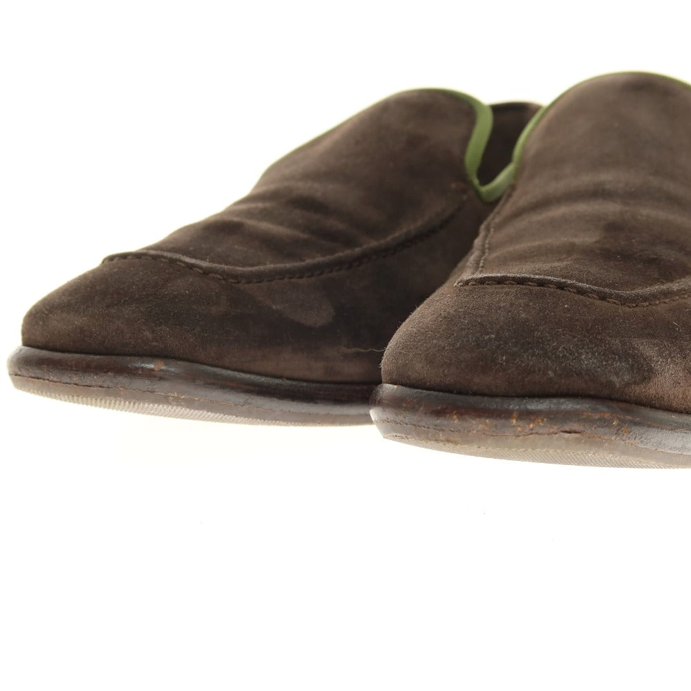 【中古】モレスキー MORESCHI スエード ヴァンプローファー ダークブラウンxモスグリーン【サイズ8】【 状態ランクB 】【 メンズ 】